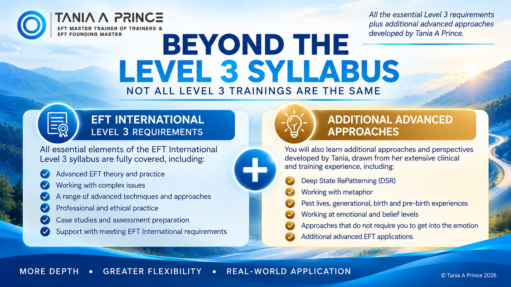 EFT Level 3 syllabus requirements plus additional advanced EFT approaches