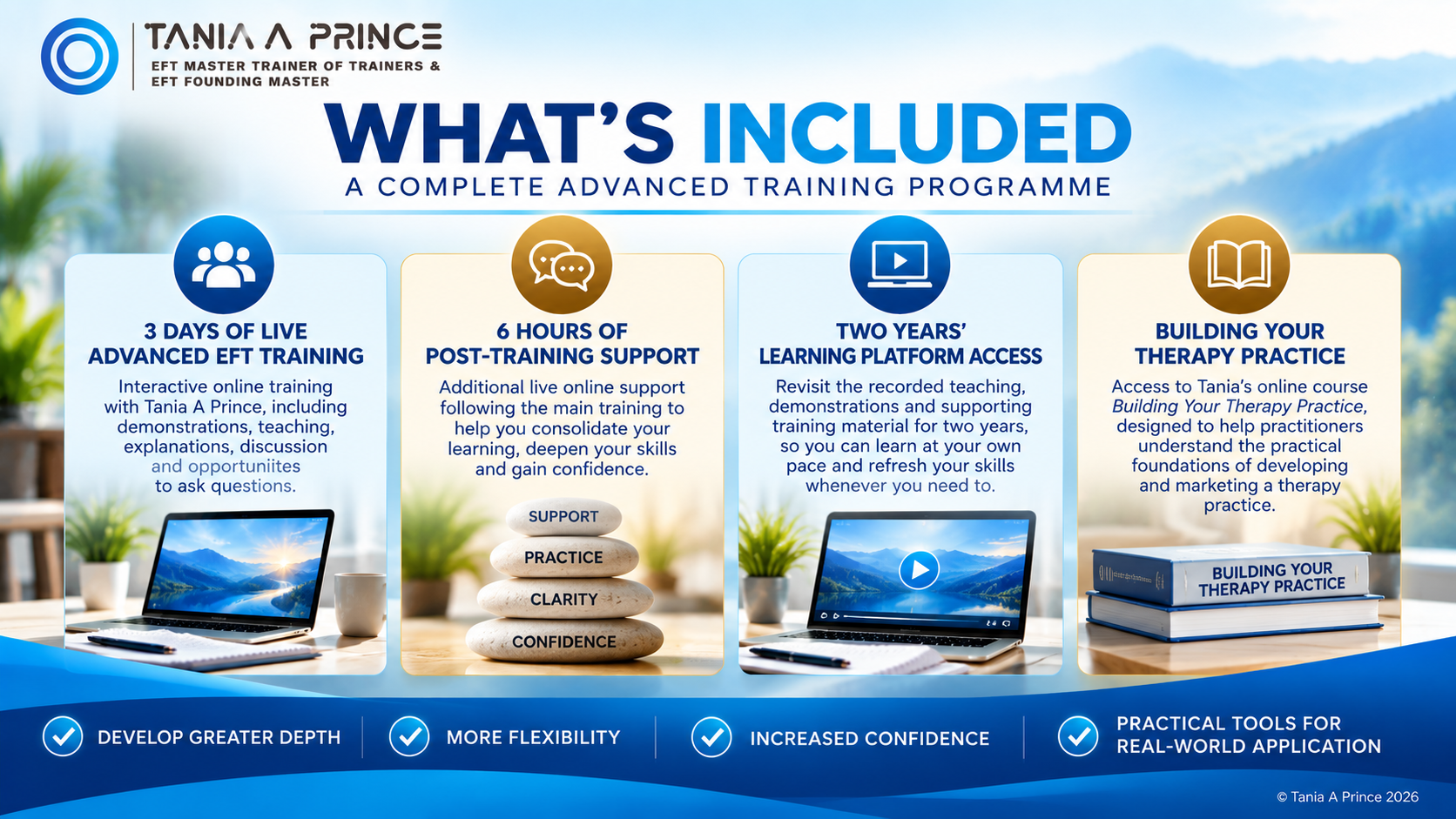 What is included in Tania A Prince’s EFT Level 3 Advanced Practitioner Training