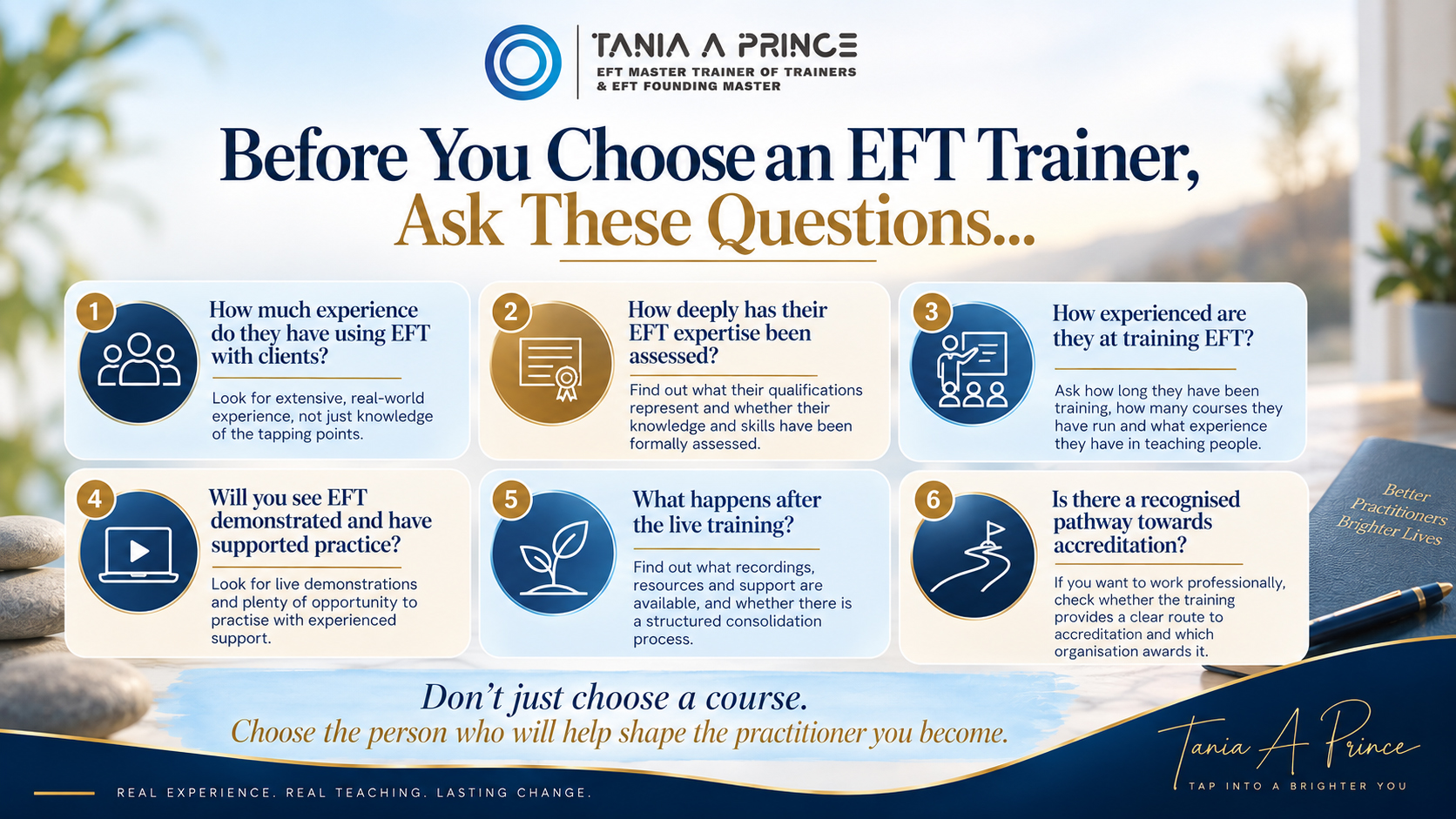 Checklist of questions to ask before choosing an EFT trainer