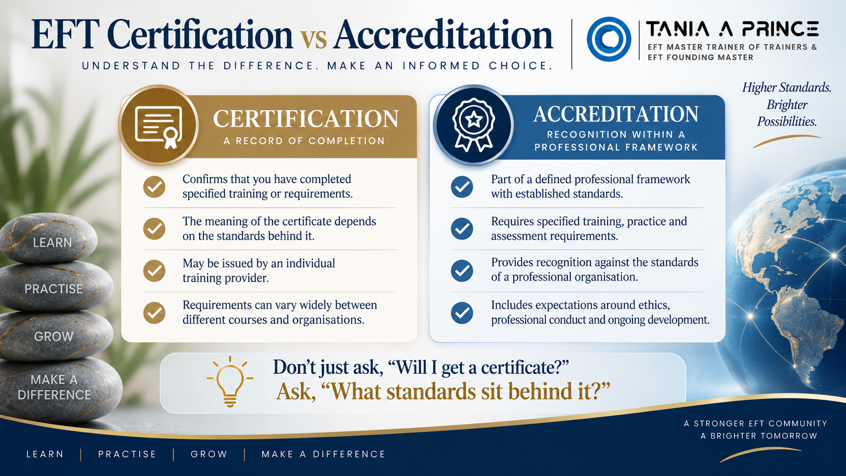 EFT certification vs accreditation comparison explaining the difference between certification and professional accreditation