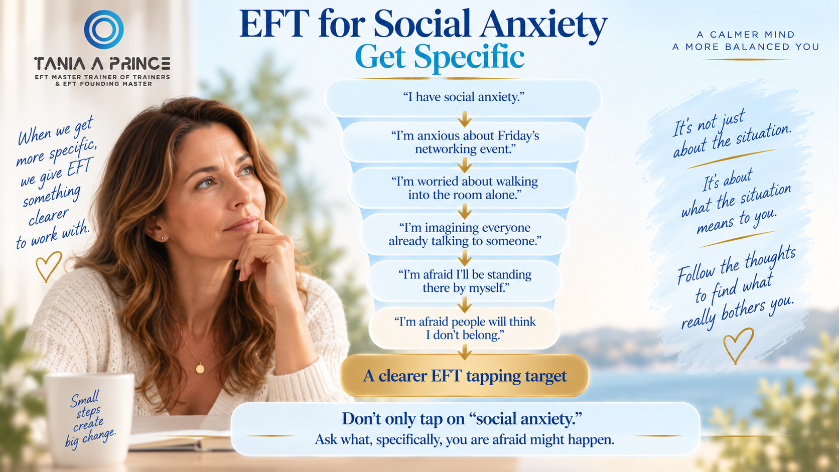 Finding an EFT Tapping Target for Social Anxiety EFT example showing how to identify a specific tapping target beneath social anxiety