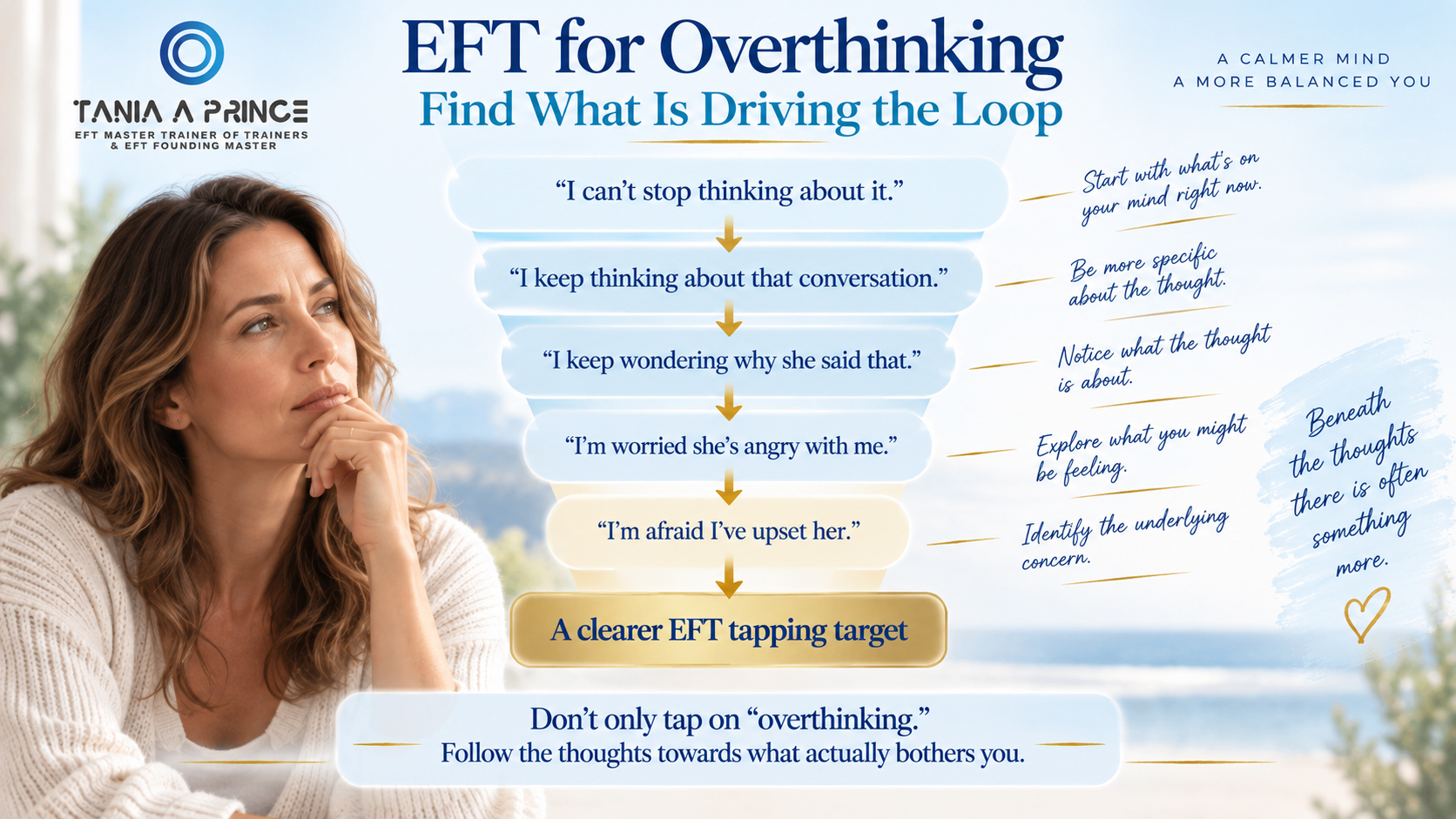 Finding an EFT Tapping Target for Overthinking EFT example showing how to move from general overthinking towards a specific tapping target