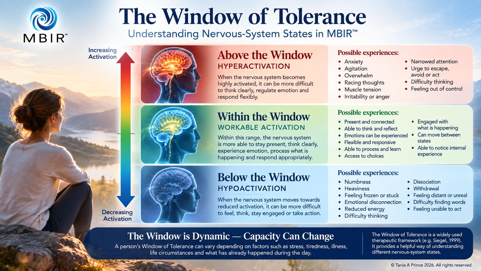 The Window of Tolerance Window of Tolerance showing hyperactivation, workable activation and hypoactivation